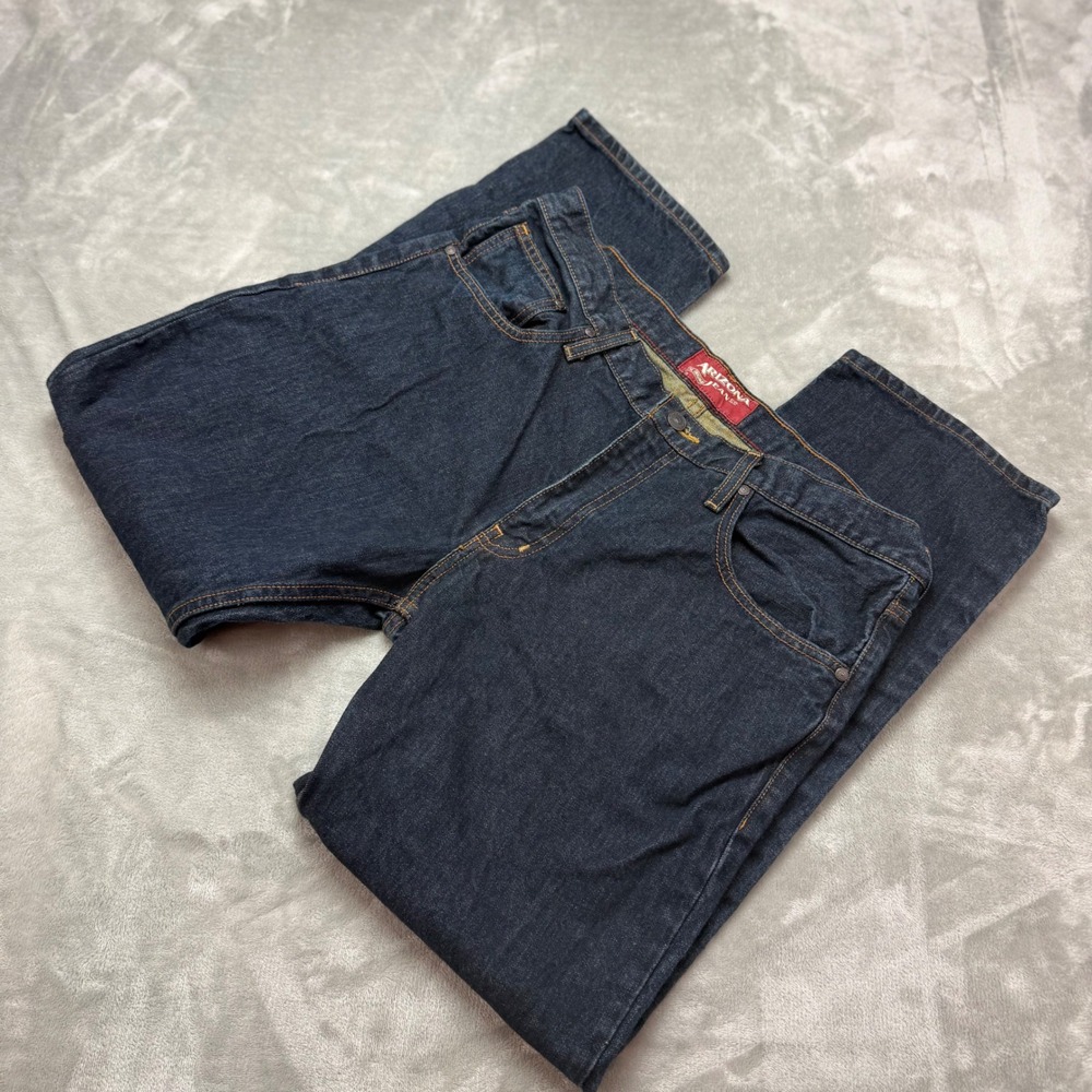 Arizona Jean Co Mens Slim Straight Dark Wash Blue Denim Jeans 36x30